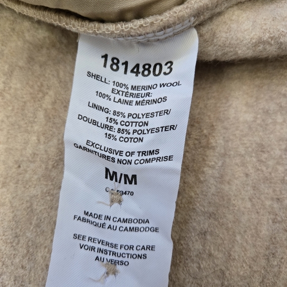 HUNTER 100% Merino Wool Beige Button Up Jacket. Size Medium - Picture 10 of 14